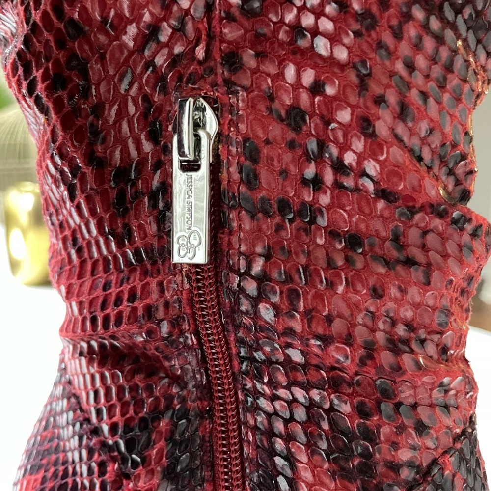 Gently Used Jessica Simpson Red Snakeskin Knee-High Boots - Picture 2 of 10